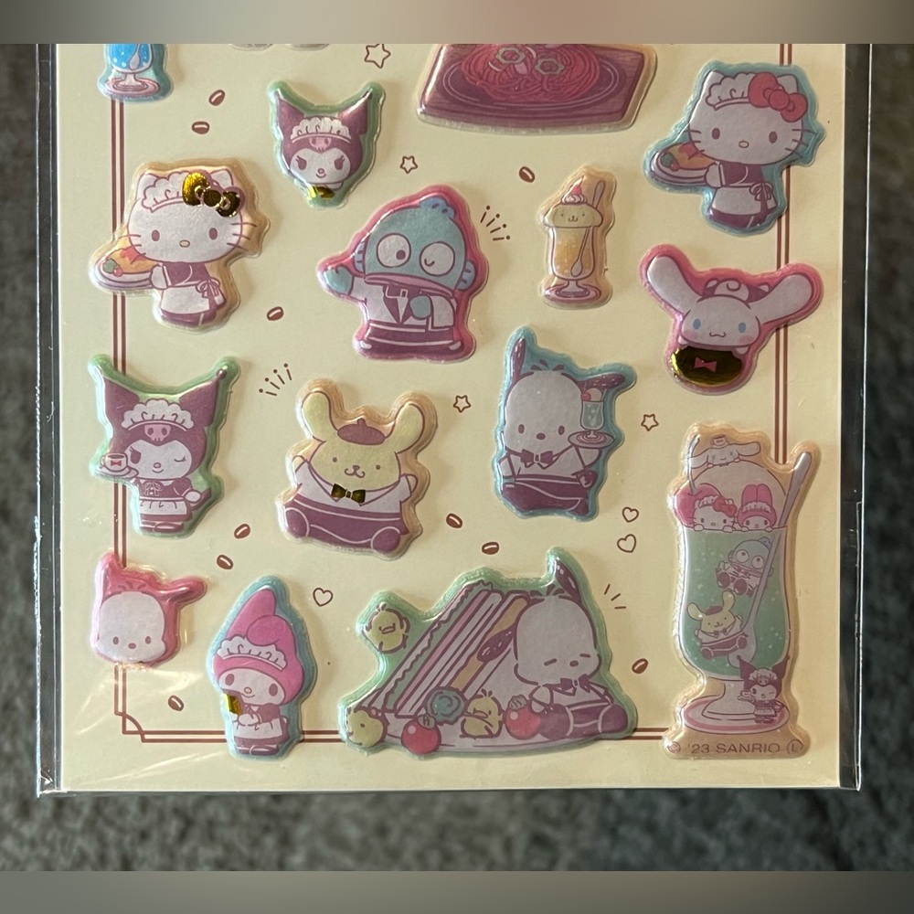Sanrio Characters Puffy Thick Sticker Sheet Cafe Theme Japan Exclusive Official - Picture 5 of 8